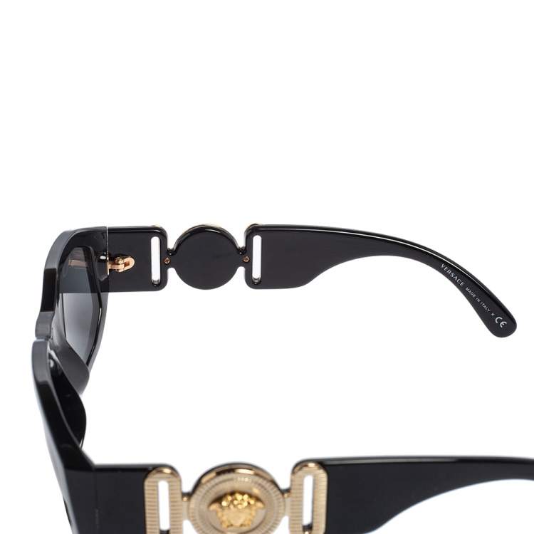 Pre Owned Versace Black / Grey 4361 Medusa Biggie Rectangle Sunglasses