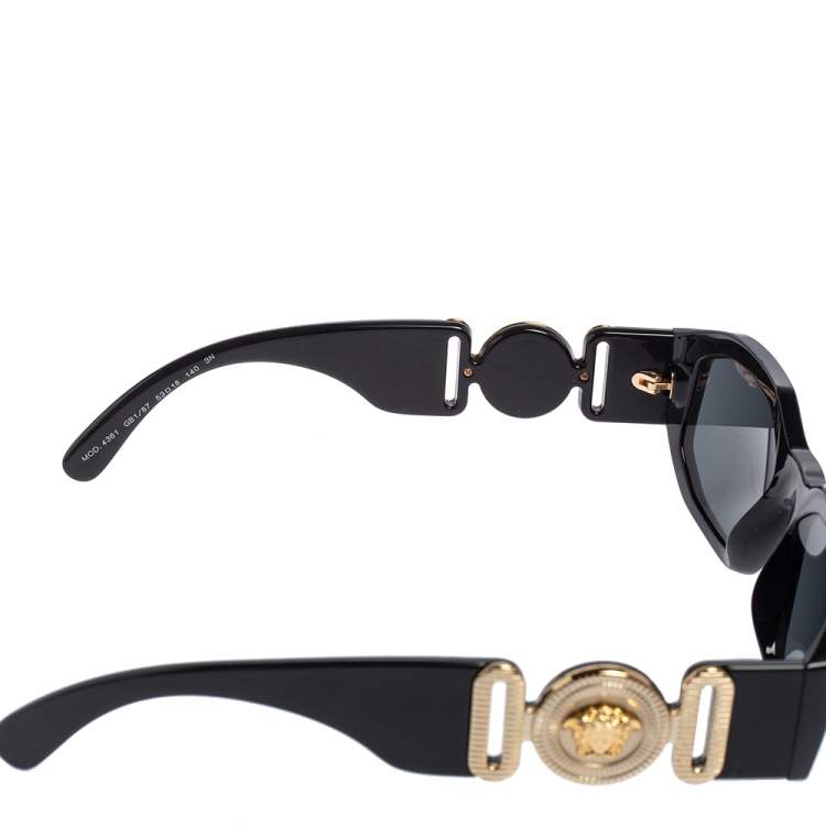 Pre Owned Versace Black / Grey 4361 Medusa Biggie Rectangle Sunglasses