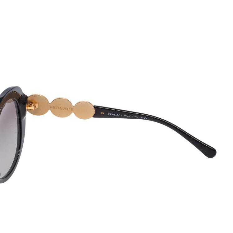 Pre Owned Versace Black Acetate 4256-B Medusa Embellished Gradient Oversized Sunglasses