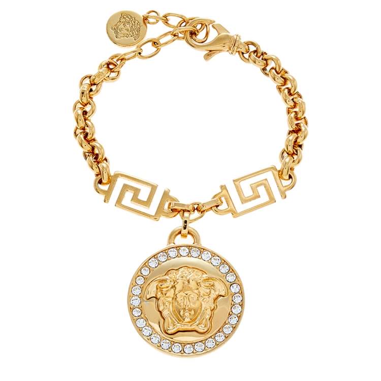 Versace Gold Tone Crystal Icon Medusa Bracelet Versace | The Luxury Closet