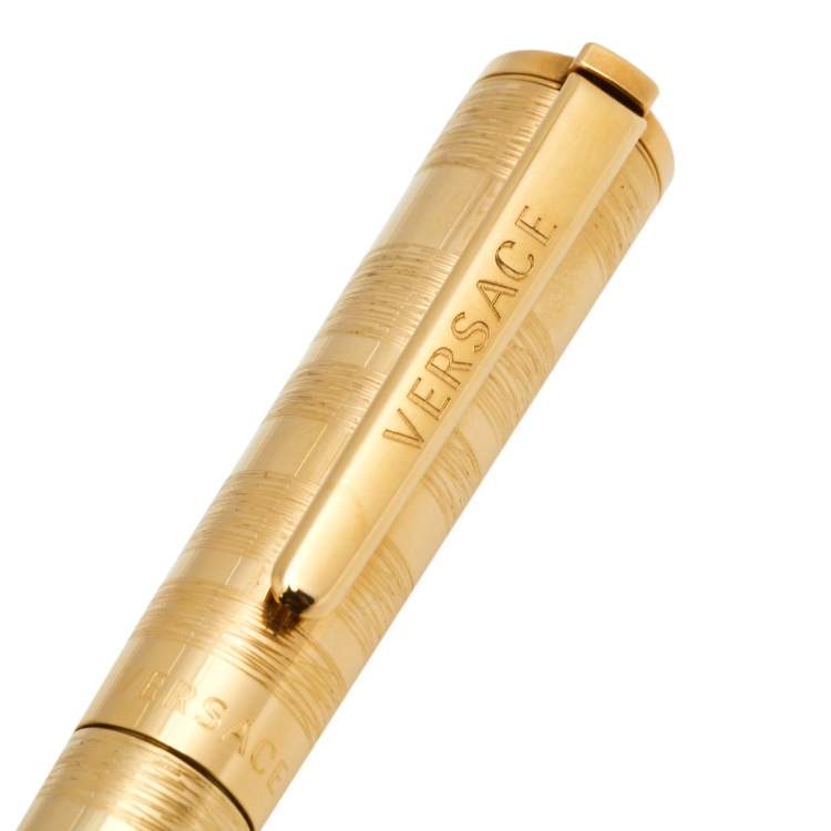 Pre Owned Versace Olympia Medusa Gold Tone Rollerball Pen