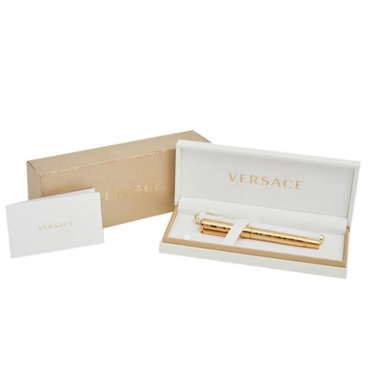 Pre Owned Versace Olympia Medusa Gold Tone Rollerball Pen