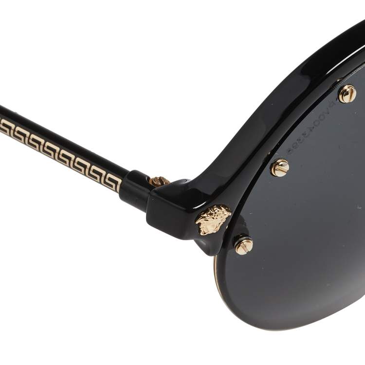 Pre Owned Versace Black/ Grey 4337 Round Sunglasses