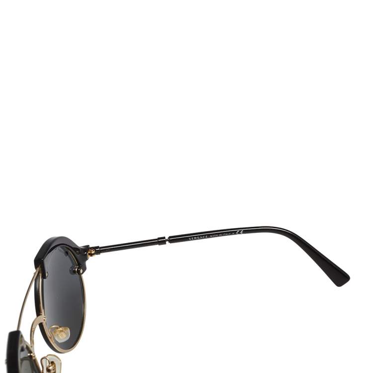 Pre Owned Versace Black/ Grey 4337 Round Sunglasses