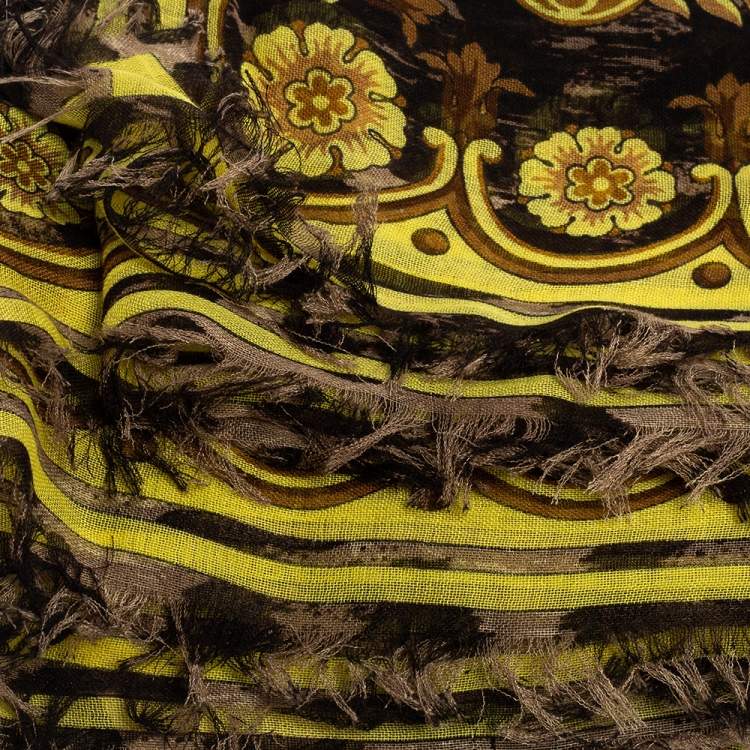 Pre Owned Versace Multicolor Baroque Printed Silk & Modal Scarf