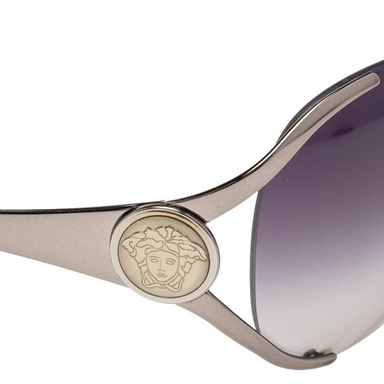 Pre Owned Versace Gunmetal/Blue Gradient 2107 Oversized Sunglasses