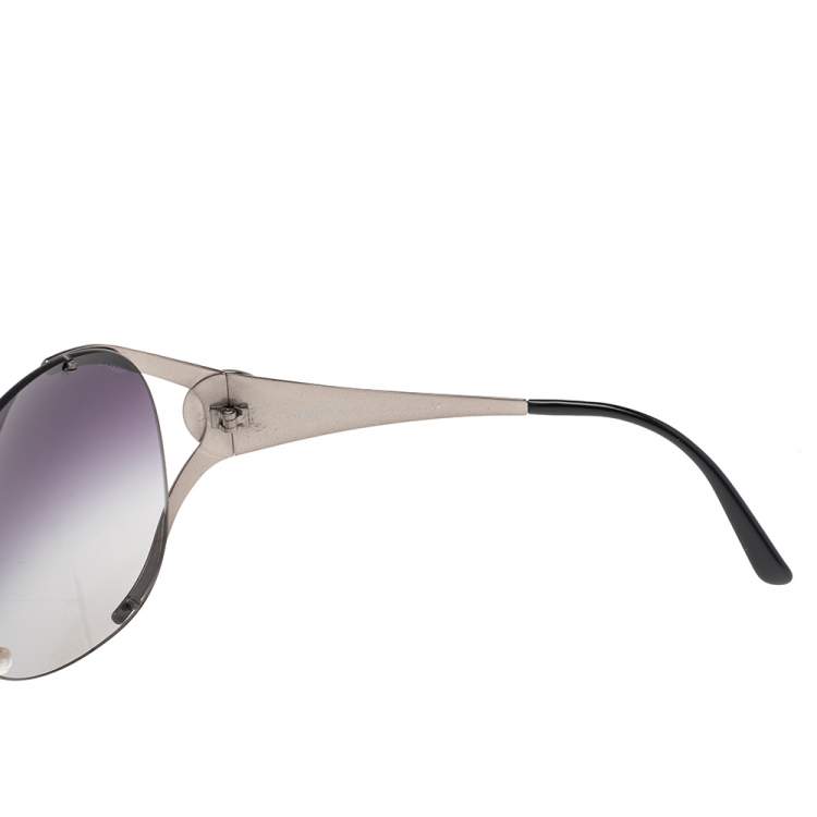 Pre Owned Versace Gunmetal/Blue Gradient 2107 Oversized Sunglasses