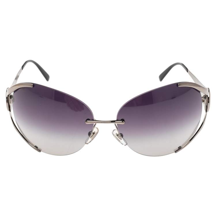 Pre Owned Versace Gunmetal/Blue Gradient 2107 Oversized Sunglasses