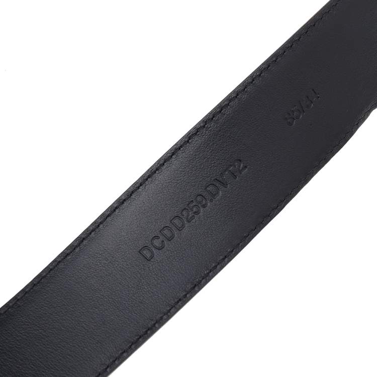 Pre Owned Versace Black Leather Medusa Buckle Belt 85CM