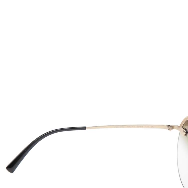 Pre Owned Versace Gold/Black MOD 2176 Medusa Rimless Round Sunglasses