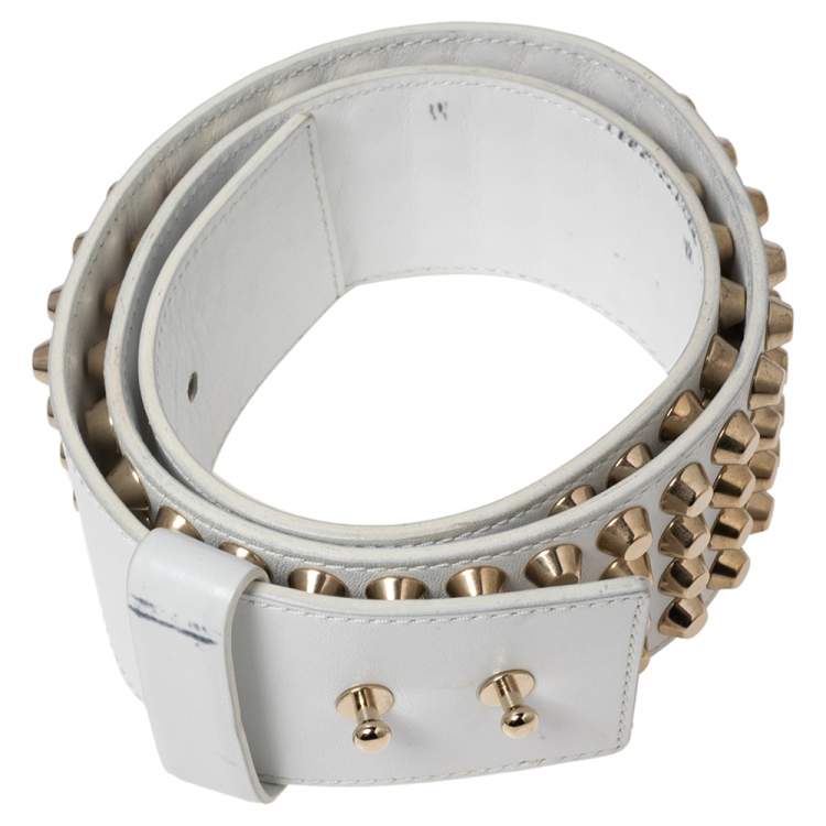 Pre Owned Versace White Studded Waist Belt 80CM