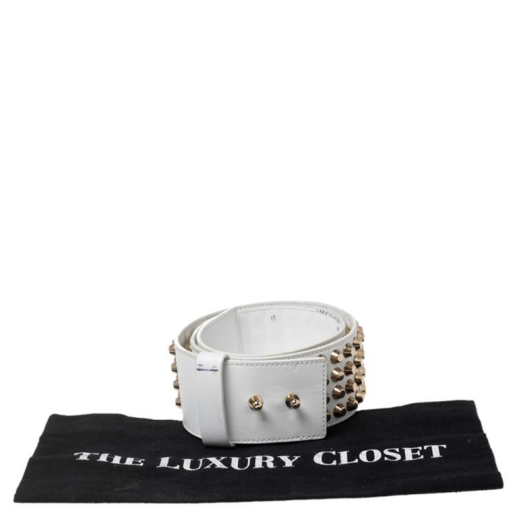 Pre Owned Versace White Studded Waist Belt 80CM