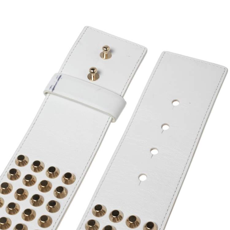 Pre Owned Versace White Studded Waist Belt 80CM