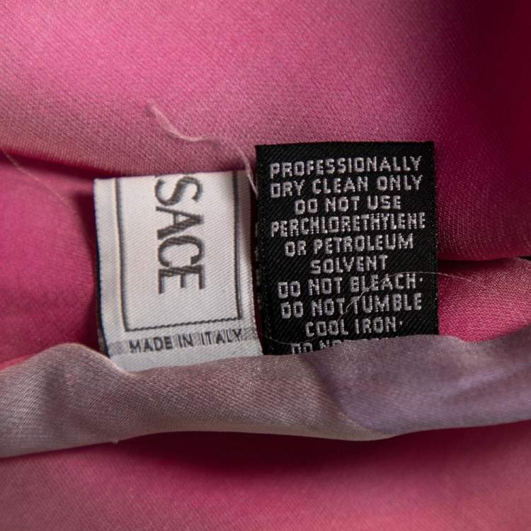 Pre Owned Versace Pink & Lavender Logo Fil Coupe Silk Scarf