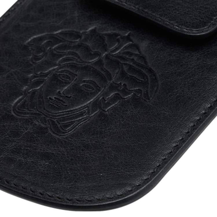 Pre Owned Versace Black Leather Phone Holder