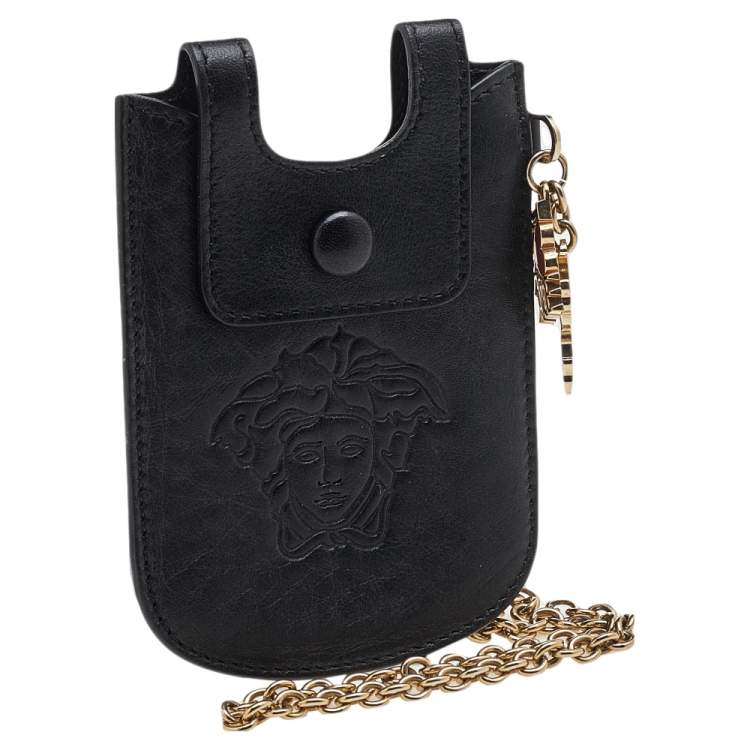 Pre Owned Versace Black Leather Phone Holder