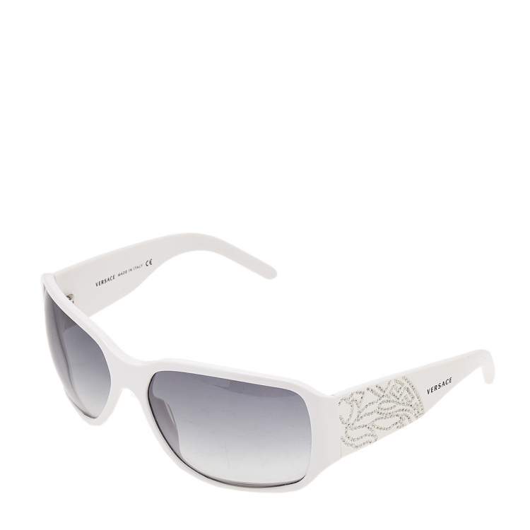 Pre Owned Versace White/ Grey Gradient 4110-B Square Sunglasses