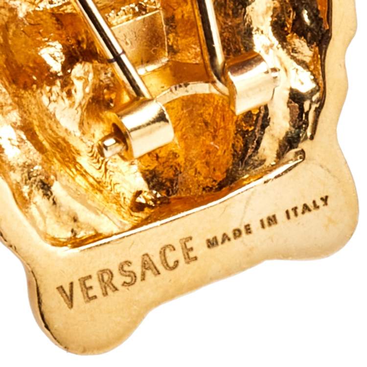 Pre Owned Versace Gold Tone Medusa Stud Earrings
