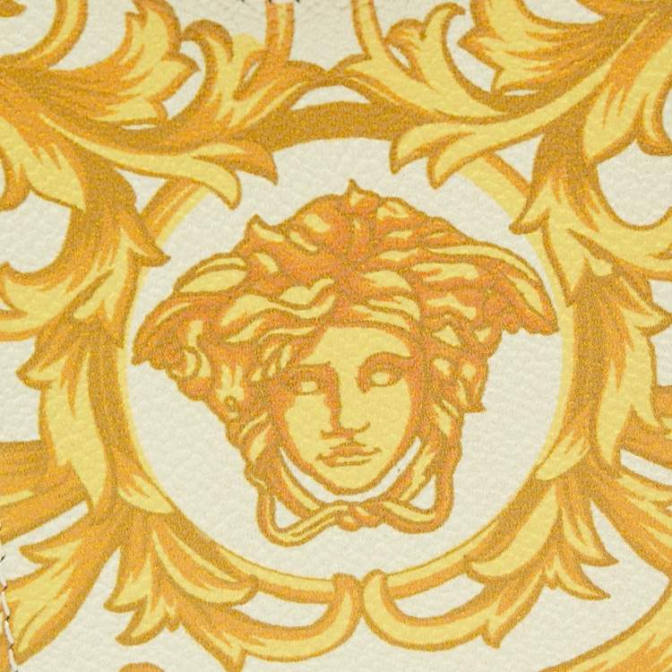 Pre Owned Versace Yellow/Blue Medusa Print Leather Phone Cover