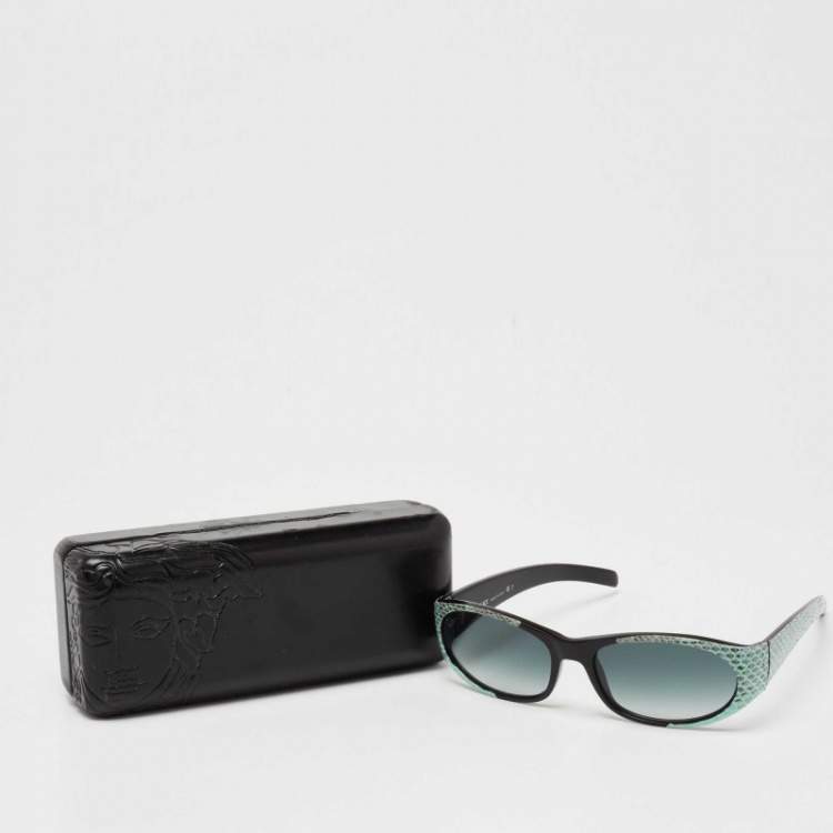 Pre Owned Versace Blue MOD.435/P Vintage Rectangle Sunglasses 