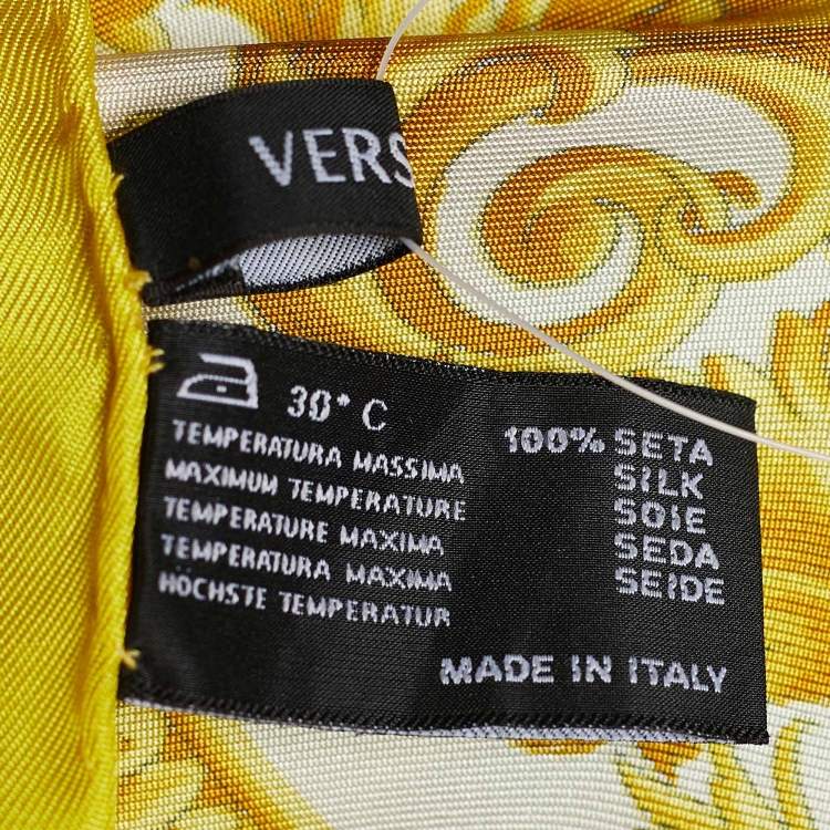 Pre Owned Versace Yellow Barocco Print Silk Square Scarf