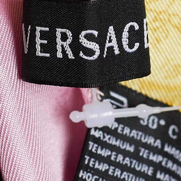 Pre Owned Versace Pink Bags & Chain Print Silk Scarf