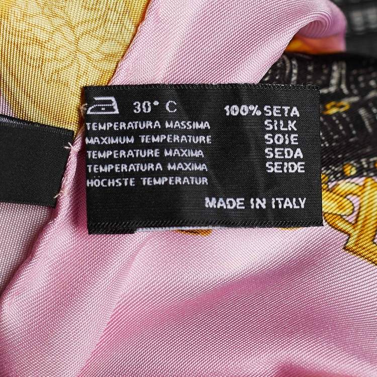 Pre Owned Versace Pink Bags & Chain Print Silk Scarf