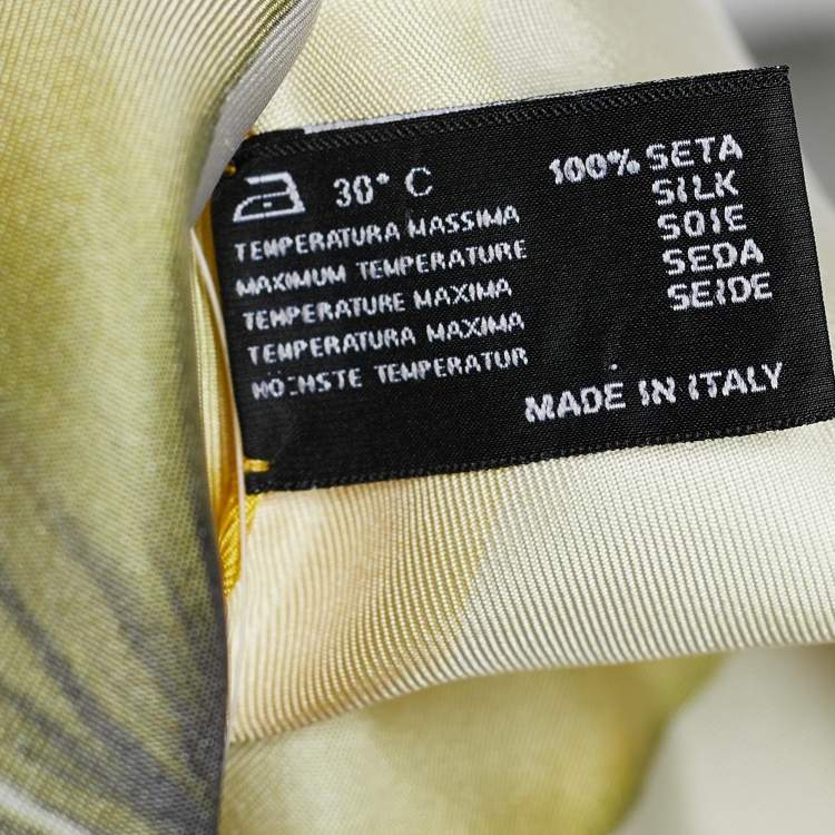 Pre Owned Versace Yellow Floral Print Silk Scarf