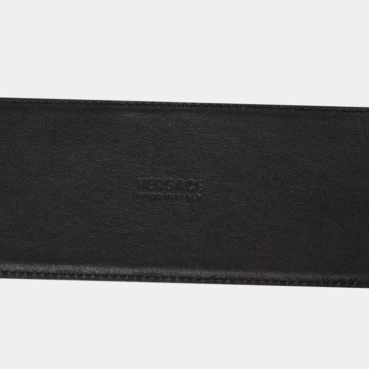 Pre Owned Versace Black Leather Medusa Belt 80 CM
