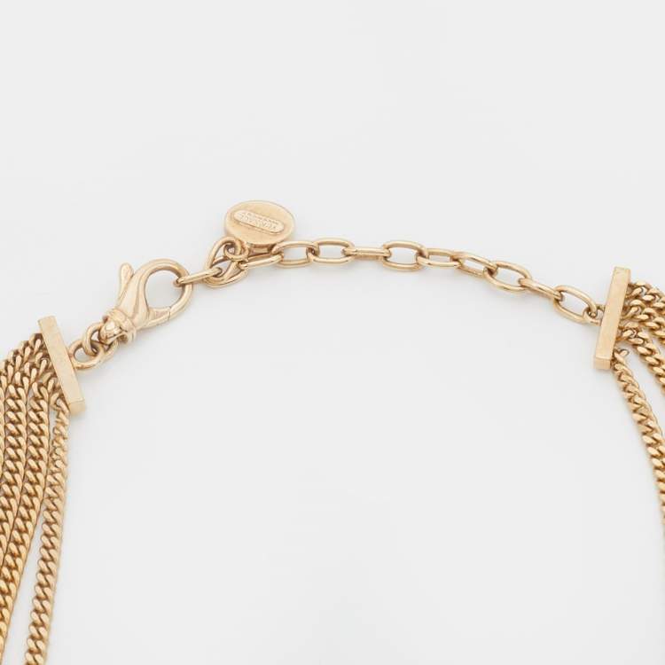 Pre Owned Versace Gold Tone Crystal Chunky Chain Link Statement Necklace