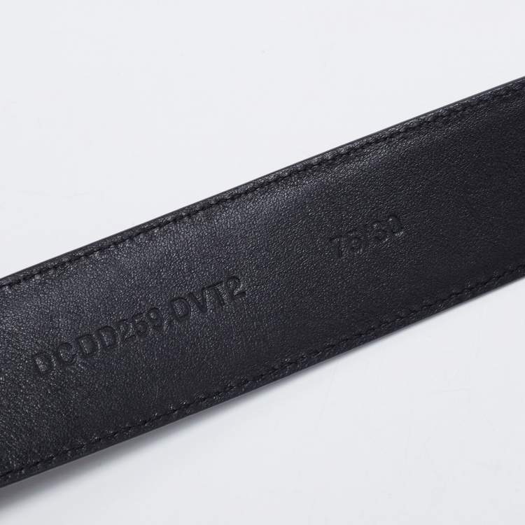 Pre Owned Versace Black Leather Medusa Buckle Belt 75CM