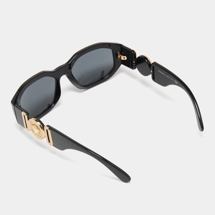 Pre Owned Versace Black MOD 4361 Medusa Square Sunglasses