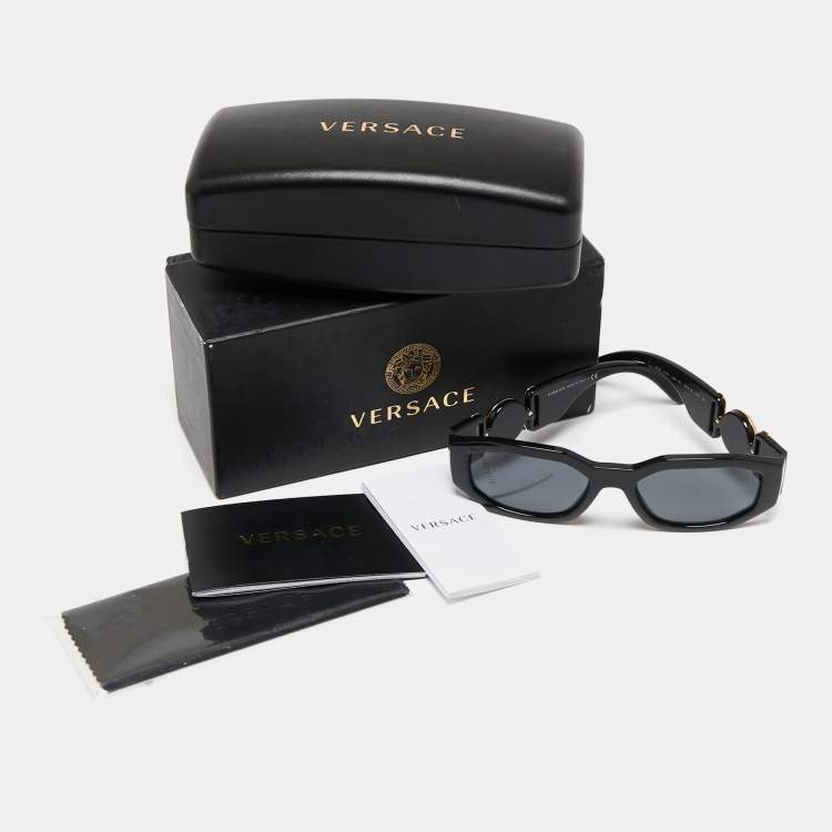 Pre Owned Versace Black MOD 4361 Medusa Square Sunglasses
