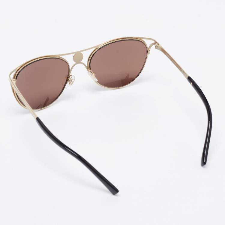 Pre Owned Versace Gold/Black Mod.2237 Aviator Gradient Sunglasses
