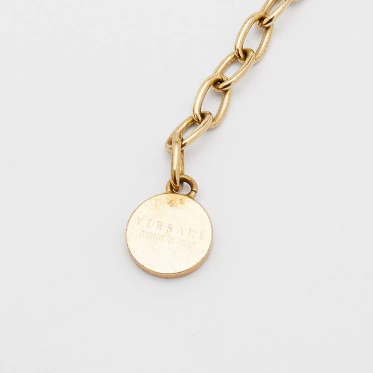 مملوكة مسبقًا Versace Medusa Gold Tone Multi Charm Pendant Necklace