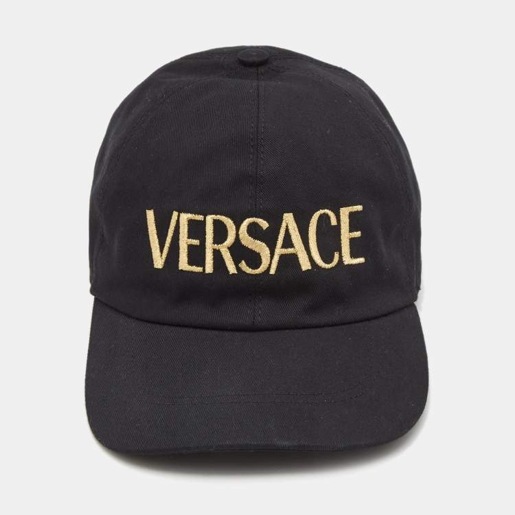 Pre Owned Versace Black Cotton Logo Embroidered Baseball Cap M