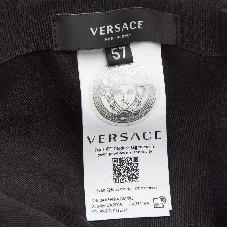 Pre Owned Versace Black Cotton Logo Embroidered Baseball Cap M