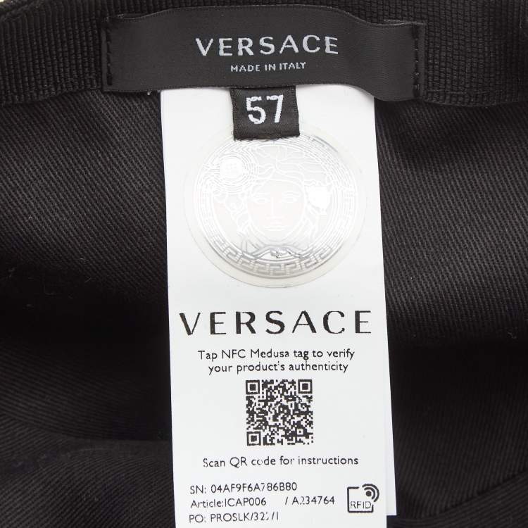 Pre Owned Versace Black Cotton Logo Embroidered Baseball Cap M