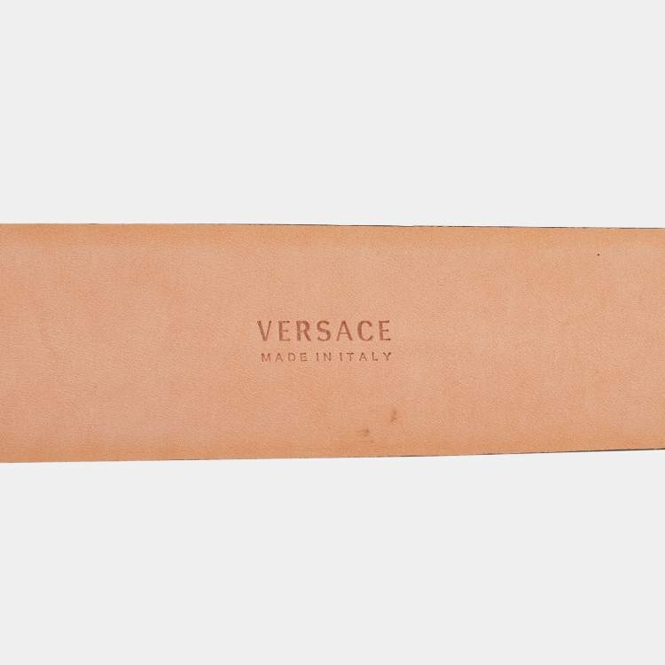 Pre Owned Versace Black Leather Wide  Waist Buckle Belt 90CM