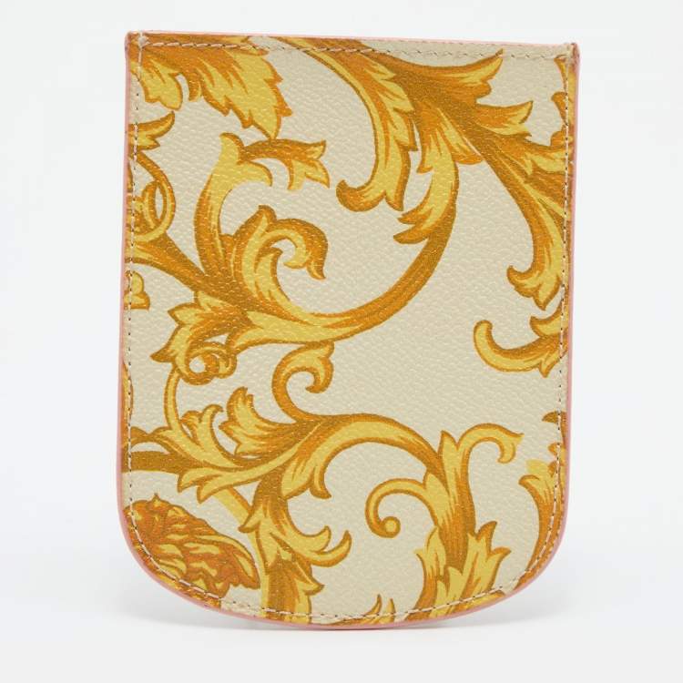 Pre Owned Versace Yellow Medusa Print Leather Phone Cover