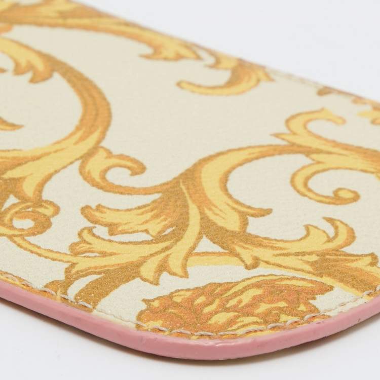 Pre Owned Versace Yellow Medusa Print Leather Phone Cover