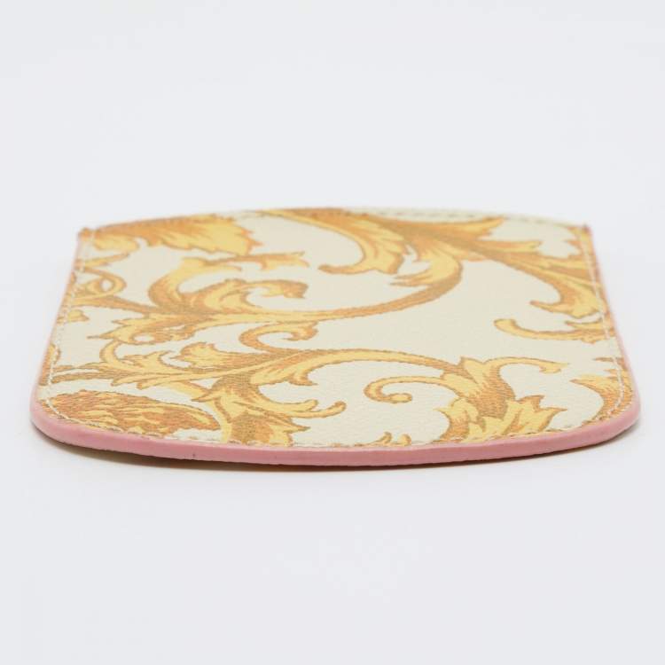 Pre Owned Versace Yellow Medusa Print Leather Phone Cover