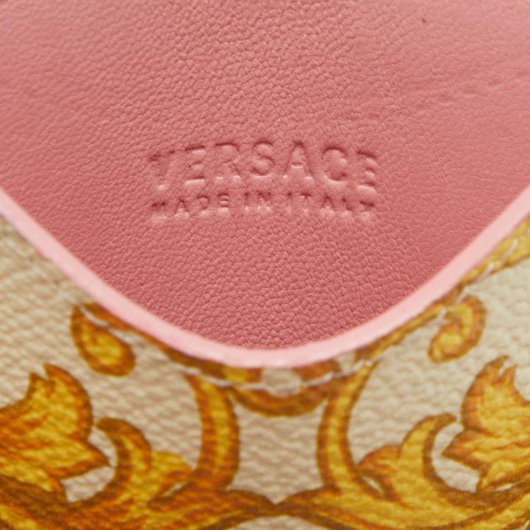 Pre Owned Versace Yellow Medusa Print Leather Phone Cover