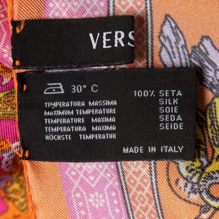 Pre Owned Versace Multicolor Printed Square Silk Scarf