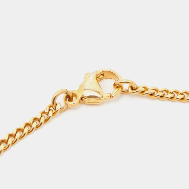 Pre Owned Versace Medusa Medallion Two Tone Pendant Chain Necklace
