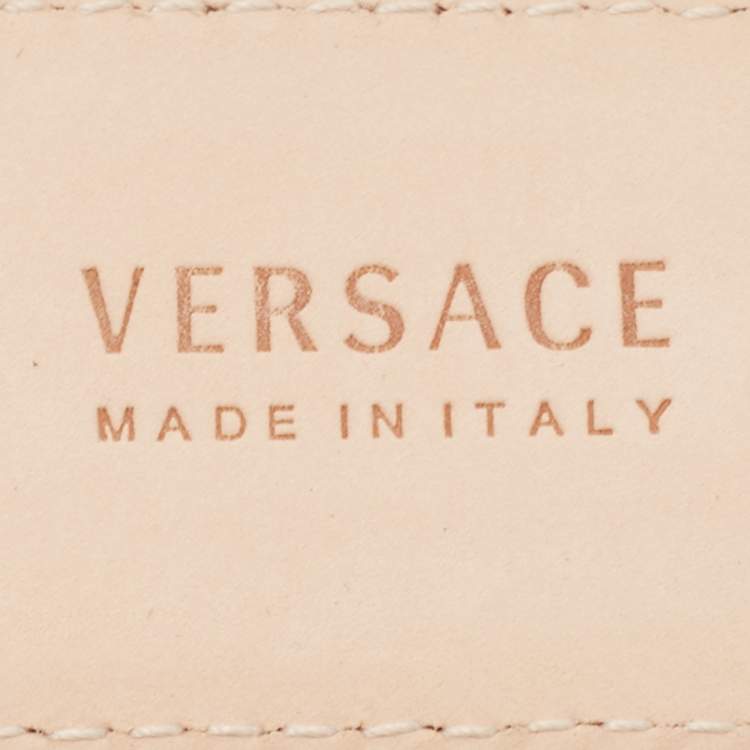 Pre Owned Versace Red Leather Medussa Head Belt 90CM