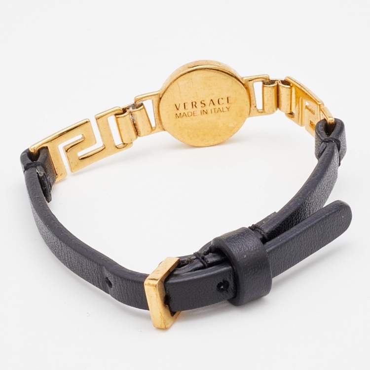 مملوكة مسبقًا Versace Medusa Leather Gold Tone Bracelet