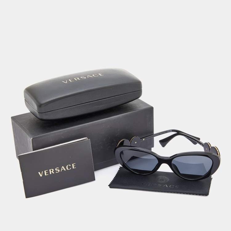 Pre Owned Versace Black/Grey 4433-U Cat-Eye Sunglasses