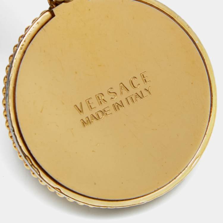 Pre Owned Versace Two Tone Medusa Medallion Pendant Gold Tone Chain Necklace