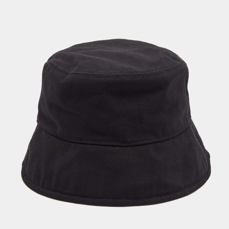 Pre Owned Versace x Fendi Black Logo Patch Detail Cotton Bucket Hat